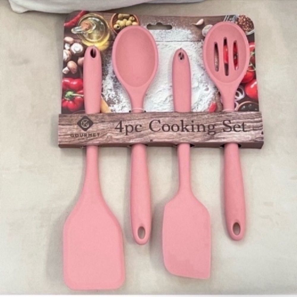 4pcs Pink Silicone Cooking Utensil Set - Picture 8 of 8